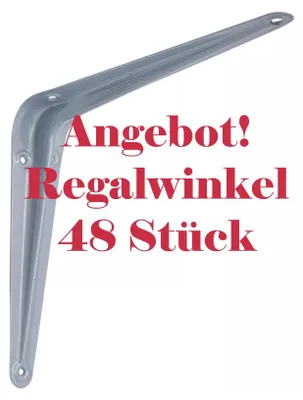 Produktbild von 48 Stück Regalwinkel Stahlwinkel Konsole Träger im Großpack 125 cm x 150 cm silber, grau