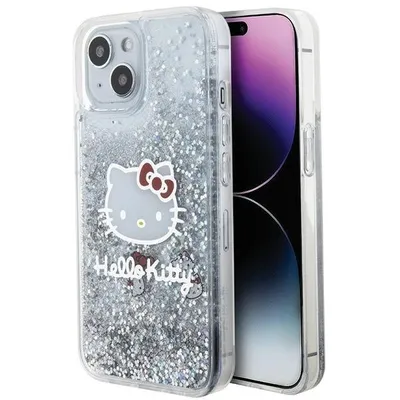 Image de Hello Kitty Hkhcp14Slikhet Iphone 14 / 15 / 13 6.1 Srebrny/Silver Hardcase Liquid Glitter Charms Kitty Head
