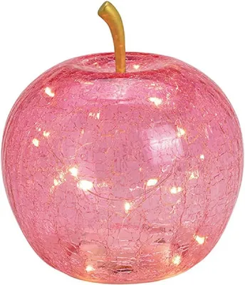 Produktbild von LED Dekolampe Apfel Glas 20er LED Lichterkette Timer Ø16cm pink