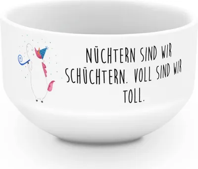 Produktbild von Mr. & Mrs. Panda Müsli Schüssel Einhorn Party - Weiß - Geschenk, salatschälchen, Fest, Einhörner, reisschale, porzellanschüssel, Geburtstag, Obstschale, Müslischale