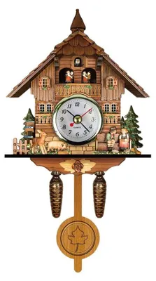 Obrázek produktu pro Omgoods - Vintage nástěnná hodiny - kukačka - retro dřevěná kukačka s motivem ptactva - skandinávský styl - dekorativní hodiny - bytové doplňky - pro použití v interiéru