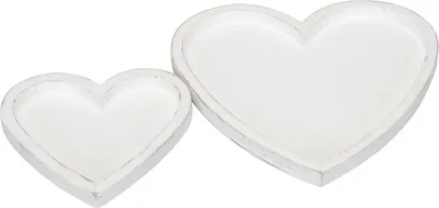 Produktbild von 2tlg. Tablett VALENTINE weiß shabby chic Herz Dekotablett herzförmig (2 Größen)