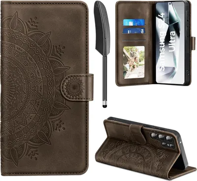 Zdjęcie produktu dla Etui na telefon Samsung Galaxy S24 Ultra Flip Wallet Premiumpoliuretan Leather Case Brown