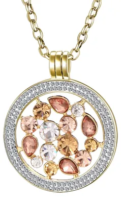 Produktbild von Morella Damen Halskette gold 70 cm Edelstahl und Zirkonia Anhänger mit Coin Tropfen 33 mm im Schmuckbeutel
