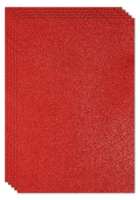 Glitzerndes EVA-Schaumstoffblatt, Rot, 30x20 cm, 2 mm, 5 Stück