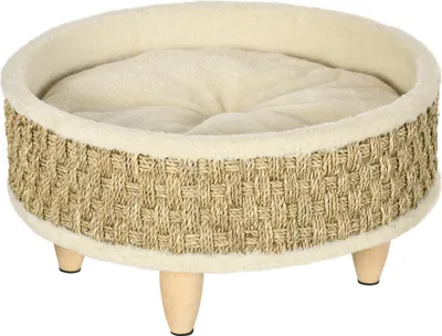 Produktbild von PawHut Hundebett, Erhöhtes Hundeliege mit Kissen, Katzenbett, Haustierbett, Rund
