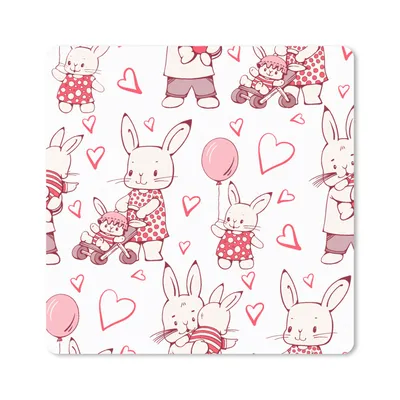 Produktbild von MuchoWow® Mauspad Mousepad Kaninchen - Liebe - Muster 20x20 cm - Mousepads - Maus Mat - Pad - Mausunterlage - Desk Mat - Bureauartikeln