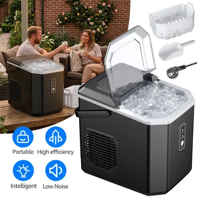 Produktbild von Eiswürfelmaschine Klein, Tragbar und Kompakt, 12 KG/24H, Ice Maker, Ideal für Küche, Büro, Bar, Party