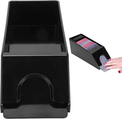 Produktbild von Blackjack-Kartenschlitten mit 6 Kartendecks, schwarzer manueller Spielkartenmischer, Zubehör für Pokerbrettspiele, ideal für den Heim- und Turniergebr