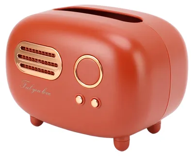 Obrázok produktu pre Krabica na vreckovky v tvare retro rádia – vintage rádio, do kúpeľne, obývačky, spálne, na nočný stolík alebo písací stôl, červená