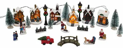 Image de Village de Noël lumineux à piles 25 pièces