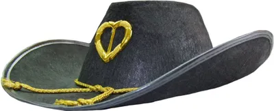 Produktbild von Cowboyhut mit goldenem Herz und Kordel für Damen - Schwarz