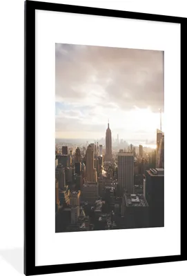 Produktbild von MuchoWow® MuchoWow® Gerahmtes Poster New York - Architektur - Licht 60x90 cm - Poster mit zchwarzem Bilderrahmen - Dekoration - Wandposter Wohnzimmer - Hochwertig