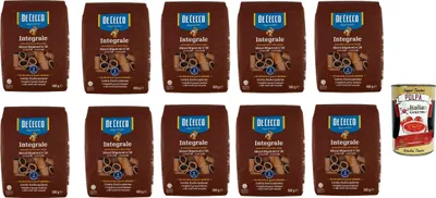 Produktbild von De Cecco Integrale Mezzi Rigatoni N° 26, Pasta integrale, Vollkornnudeln, 10x 500g + Italian Gourmet polpa 400g