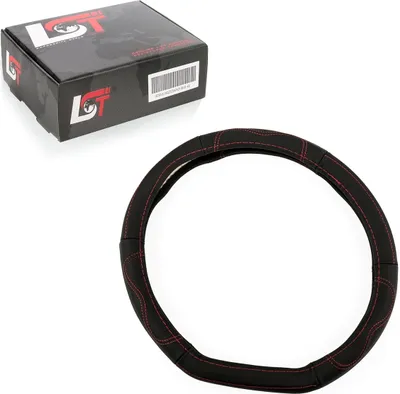 Produktbild von Lenkradbezug Ø 38x9 cm schwarz rot für KIA für HYUNDAI für DAEWOO für DAIHATSU