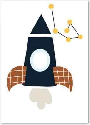 Produktbild von TPFLiving Kunstdruck LW-1078 (OHNE RAHMEN) Poster - Leinwand - Wandbild - Hochauflösender Giclée-Druck, langlebig und hochwertig - Raumschiff, Rakete, Weltall - Für Kinderzimmer -  - Größe: 13x18cm