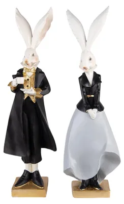 Zdjęcie produktu dla Clayre & Eef Figurka Królik 14x12x47 / 14x12x47 cm Czarny Szary Polyresin