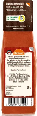 Produktbild von Ostmann Paprika geräuchert gemahlen Nachfüllbeutel Packung 50g