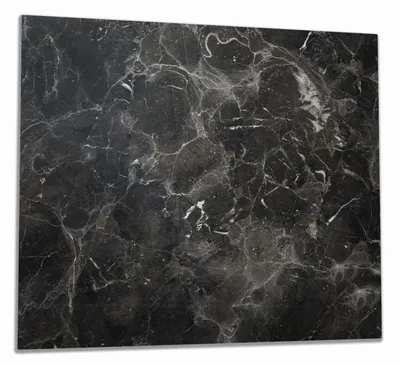 Produktbild von Wallario Herdabdeckplatte aus Glas, Größe 60 x 52 cm 1-teilig, Motiv Schwarze Marmor-Optik