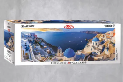Produktbild von Sonniges Santorini in Griechenland - 1000 Teile Panorama Puzzle Format 96x32 cm