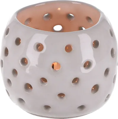 Produktbild von Kleines Keramik Windlicht - Weiß, 6*7*7 cm, Teelichthalter & Kerzenhalter