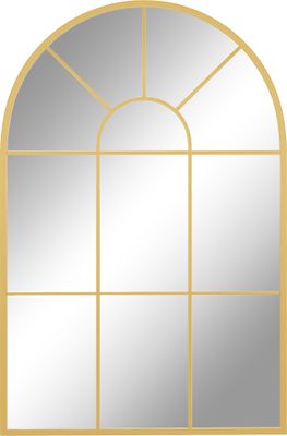 HOMCOM Wandspiegel Fensterspiegel 91 x 60 cm Dekorativ Spiegel mit Metallrahmen Hängespiegel für Wohnzimmer, Schlafzimmer, Gold