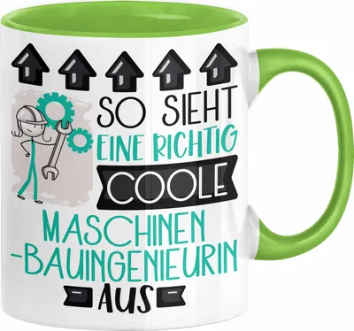 Produktbild von Maschinenbauingenieurin Geschenk Tasse Geschenkidee für Maschinenbauingenieurin Geburtstag Weihnachten Spruch So Sieht Eine Richtig Coole Maschinenbauingenieurin Aus Kaffee-Becher  (Grün)