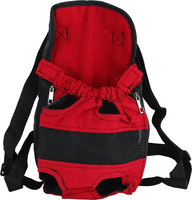 Produktbild von Hunde Brusttragetasche Beine Raus Design Verstellbare Schultergurte Atmungsaktives Mesh Für Kleine Hunde Katzen Reisen Wandern Fahrrad Größe L Rot