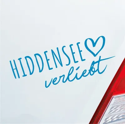 Produktbild von Auto Aufkleber Hiddensee verliebt Herz Insel Ostsee Liebe Car 19x7 cm Hellblau Sticker Heckscheibenaufkleber