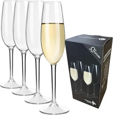 Produktbild von Famanu Champagnergläser aus Tritan-Kunststoff - Unzerbrechlich - Spülmaschinenfest - Set von 4