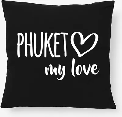 Produktbild von Huuraa Kissen Phuket my love 40x40cm mit Füllung Black Baumwolle Dekokissen Geschenkidee