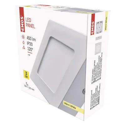 EMOS LED svítidlo PROFI bílé, 12 x 12 cm, 6 W, teplá bílá, ZM6121