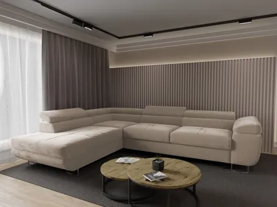 Produktbild von 4ALLHOME Ecksofa Luna mit Schlaffunktion, Couch, Sofa mit Bettkasten, Eckcouch, L-Form Seite: Links, Monolith 04 Beige