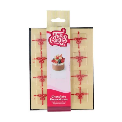 Produktbild von FunCakes Schokoladendekorationen Geschenk Weiß/Rot pk/ 12 Schokoladenaufleger