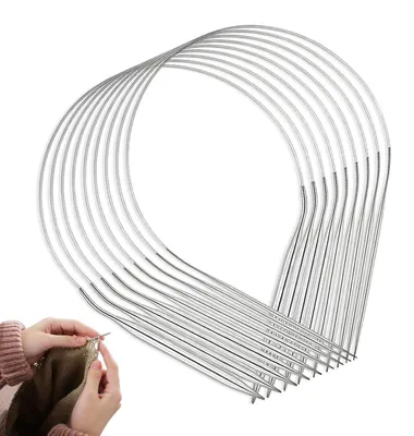 Image de Ensemble d'aiguilles à tricoter circulaires, 9 pièces, 40 cm, de 2 à 10 mm, en acier inoxydable