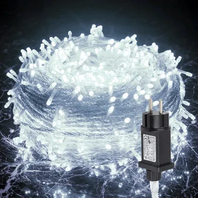 Produktbild von Jayseuw 200M LED Lichterkette 1000LEDs 8 Modi mit Memory Funktion, Weihnachten Party Garten Bedienung Funkelnder Sterneffekt Deko Transparent Kabel Kaltweiß