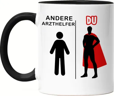 Produktbild von Andere Arzthelfer Du Tasse Schwarz Superheld Mein Held Dankeschön Geschenkidee Lustig Humor