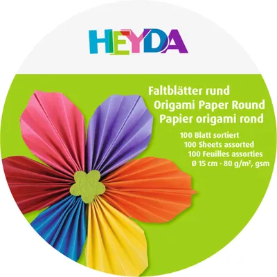 Produktbild von Faltblätter rund Papier 15cm 10 Farben sortiert in VE=100 Blatt