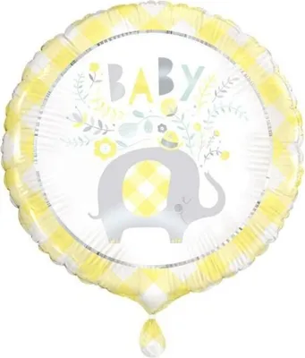 Produktbild von Unique Party - Elefant - Folienballon, Baby Shower - Folie SG19697 (Einheitsgröße) (Gelb)