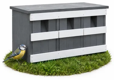 Produktbild von Melko Nisthöhle Vogelhaus Grau Nistkasten mit 3 Nistkammern Spatzenvilla Spatzenhaus