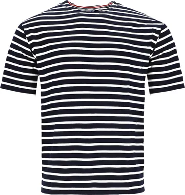 Produktbild von modAS Herren T-Shirt Bretonisches Streifenshirt - Ringelshirt Streifenshirt Kurzarm mit Streifen aus Baumwolle in Blau/Weiß Größe 58