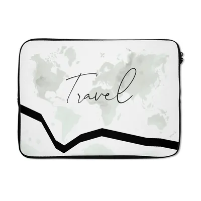 Produktbild von MuchoWow® Laptop Hülle 14 ZollKarte - Welt - Reisen - Schwarz - Weiß Laptoptasche - Laptoptasche - Stoßsicher - Schutzhaube