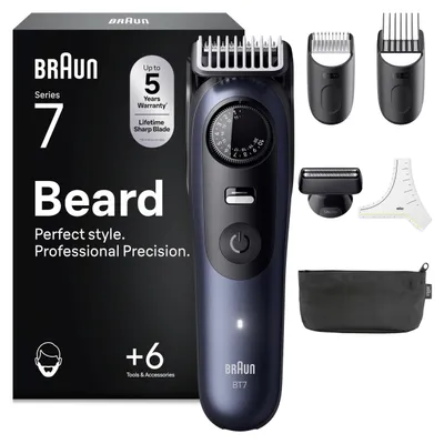 Produktbild von Braun BeardTrimmer 7 BT7520, Waschbar, Akku, Schwarz, Blau