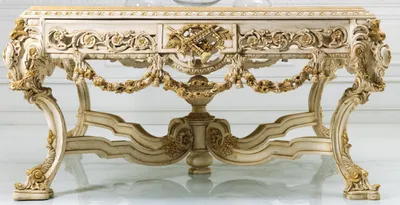 Image de Table de salle à manger en bois véritable Meubles de salon style antique Table Tables Italie