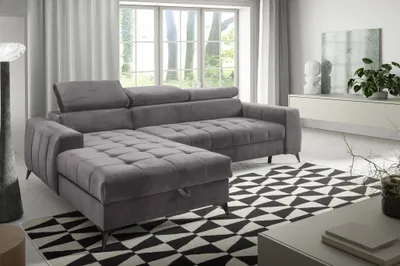 Produktbild von Ecksofa Schlafsofa Sofa AGNESA XS Stoff Salvador Grau Ottomane Links