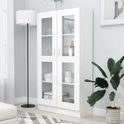 Produktbild von vidaXL Vitrinenschrank Weiß 82,5x30,5x150 cm Holzwerkstoff