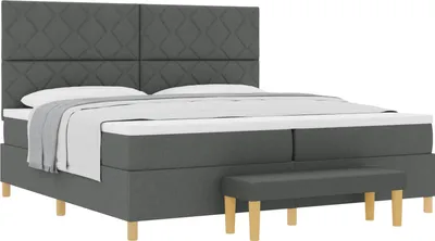 Produktbild von vidaXL Boxspringbett mit Matratze Dunkelgrau 200 x 200 cm Stoff