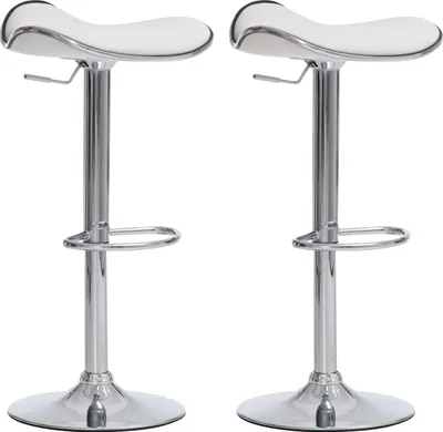 Produktbild von TPFLiving 2er Set Barhocker Shangrila Gestell Metall in Chromoptik Kunstleder Weiß