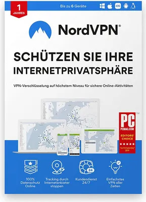 Produktbild von NordVPN Standard – 1 Jahr VPN- & Cybersicherheits-Software Abo - 6 Geräte
