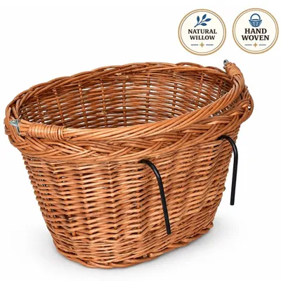 Imagen del producto de Cesta de mimbre para bicicleta, ovalada, de 39 x 29 x 24 cm